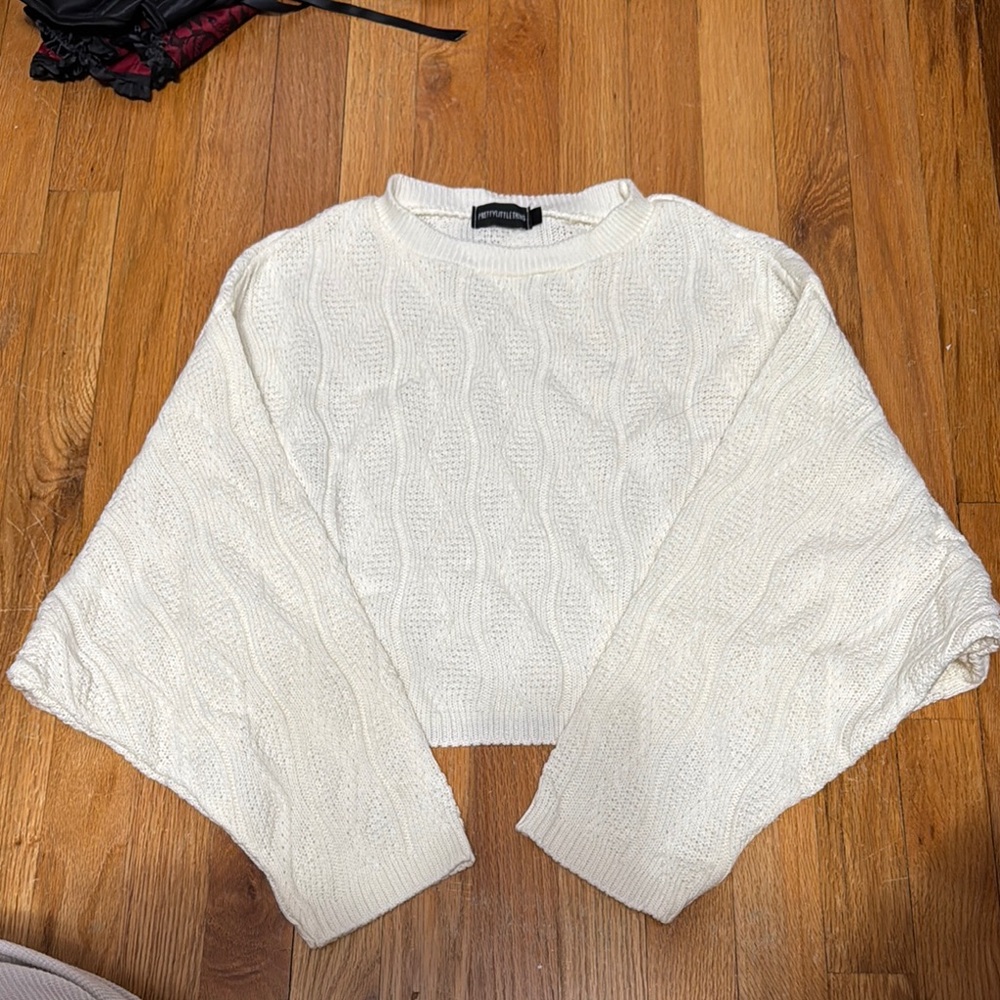 Cozy White Cable Knit Sweater - Picture 1 of 2